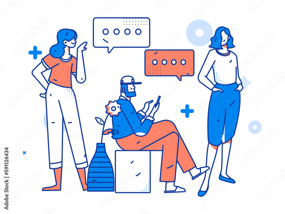 custom made wallpaper toronto digitalBusiness people working in flat vector concept operation hand drawn illustration
