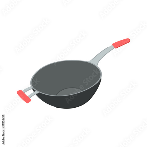 black frying pan cartoon vector illustration
