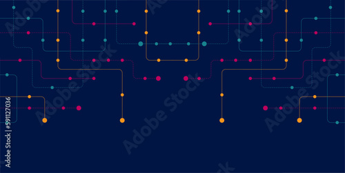 Circuit connect lines and dots. Network technology and Connection concept. Decentralized network nodes connections