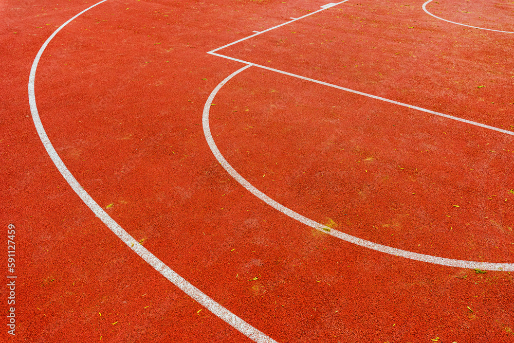 Fototapeta premium Outdoor basketball court marking lines as abstract sport background