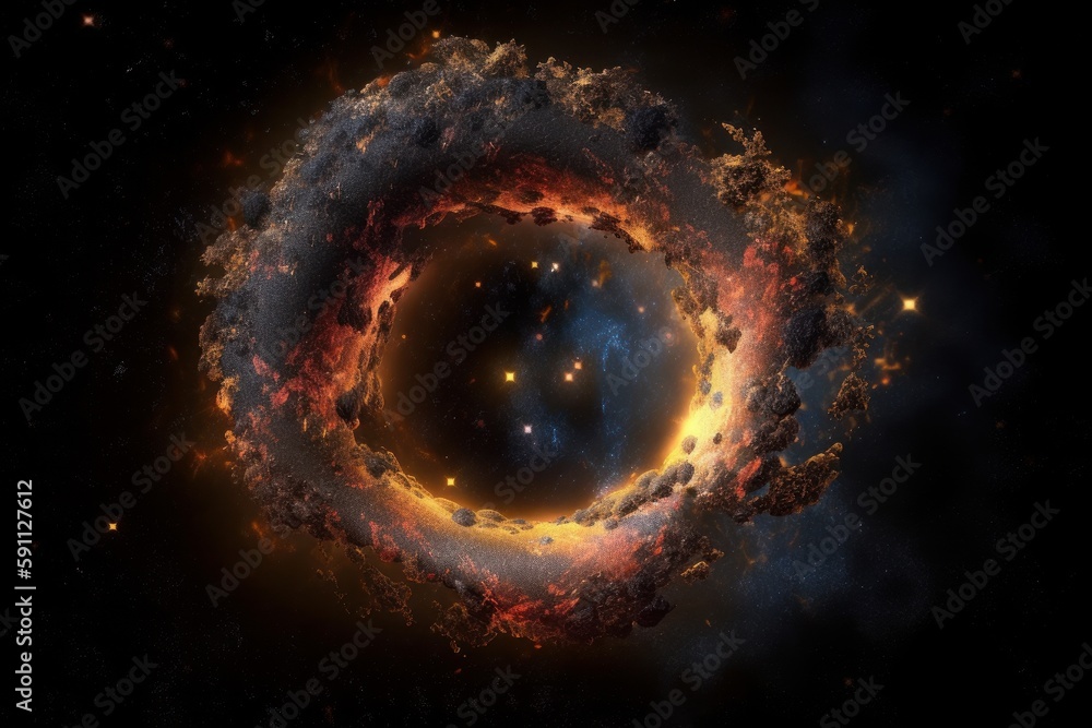 Abstract space image with rounded shape object. Beautiful illustration picture. Generative AI