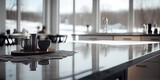 Empty Tabletop in Modern Kitchen with Copy Space and Natural Light (Generative AI)