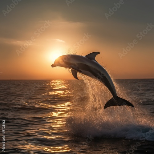 Heavenly Dance The Majestic Dolphin Leaps at Sunset - Realistic Drawing