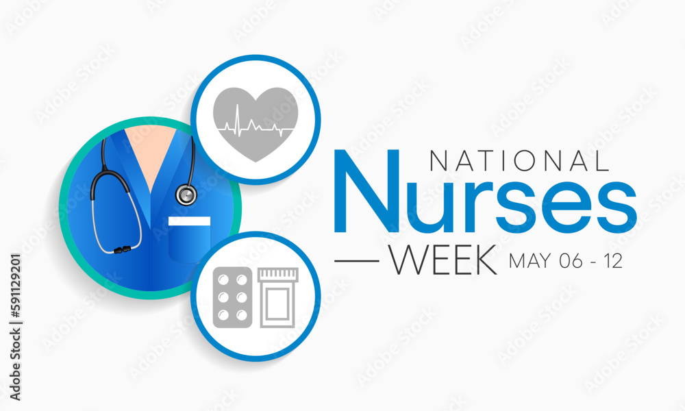 National Nurses week is observed in United states from May 6 to 12 of each year, to mark the contributions that nurses make to society. Vector illustration - obrazy, fototapety, plakaty 