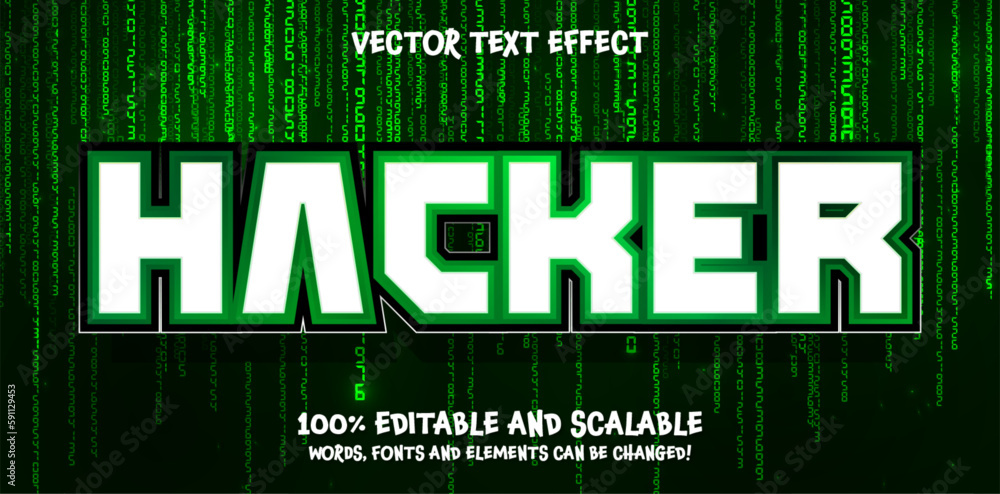 Hacker text effect; editable virus and attack text style