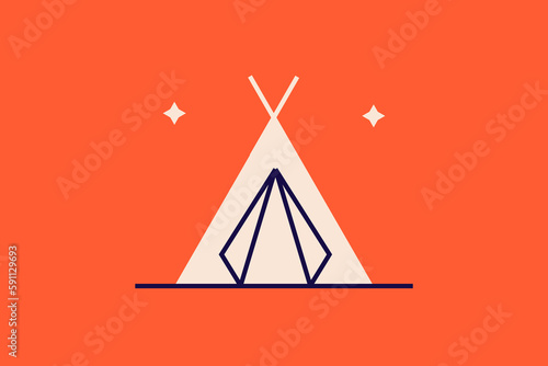  tent   illustration in flat style design. Vector illustration.