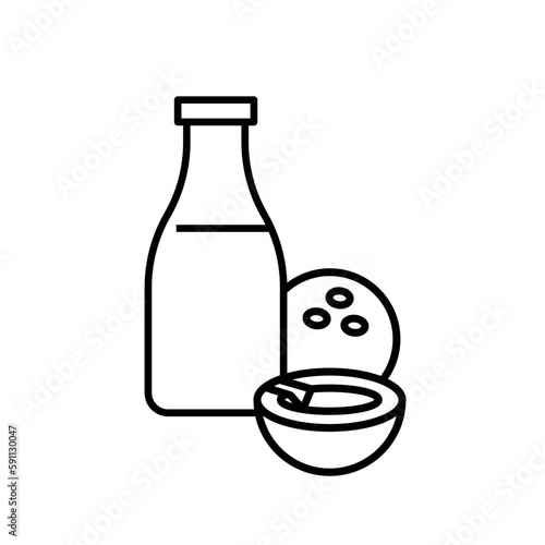 vegan diet. coconut milk vector design. Isolated and editable drawing.
