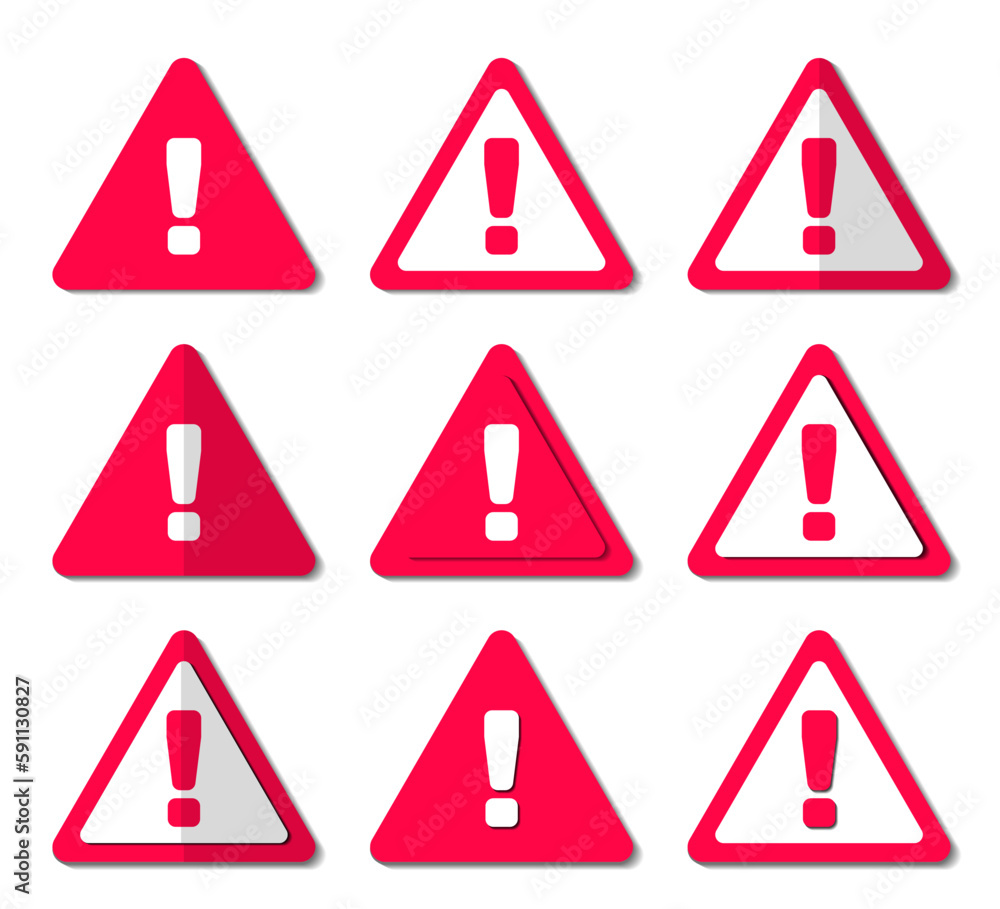 Triangle Warning Sign Minimalist Flat Design Set Triangle Warning Sign Minimalist Flat Design Set