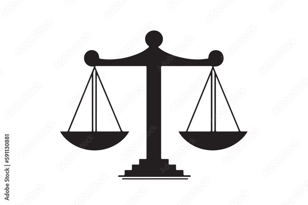 Justice Icon. Vector Illustration of a Lawyer's Scale for Legal Justice Sign Justice Icon. Vector Illustration of a Lawyer's Scale for Legal Justice Sign