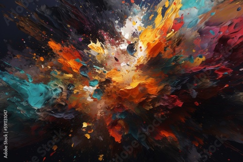 A colorful abstract painting with texture, Generative AI