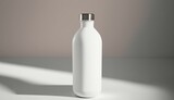 White water bottle on white clean background, mockup