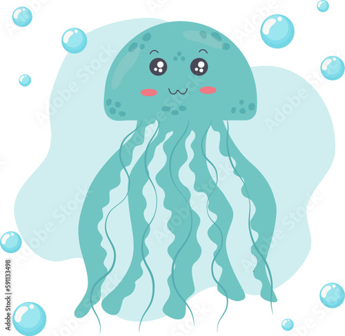 Photography Vector illustration of a happy jellyfish