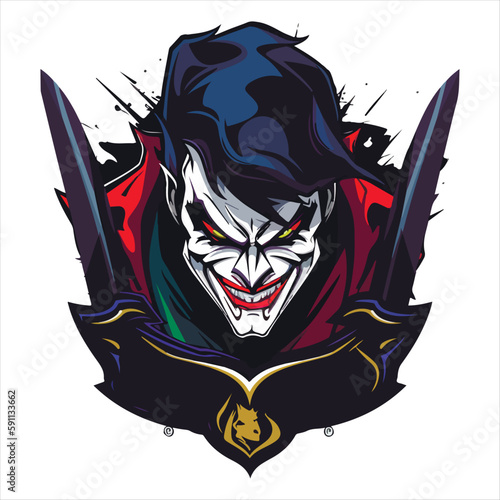 Clown E-Sport vector mascot logo design with modern illustration concept style for badge. smile clown illustration for sport and esport team