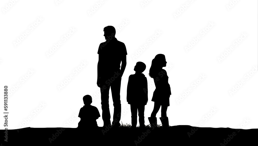 black silhouettes of a happy family on a white background black silhouettes of a happy family on a white background