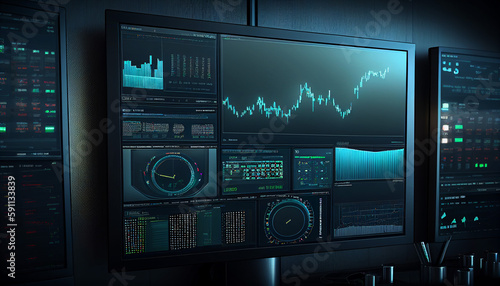 Stock market background with display monitor