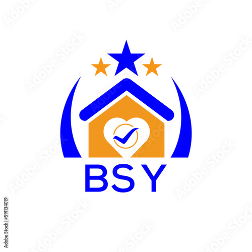 BSY House logo. KJG Letter logo and icon. Blue vector image on white background. KJG house Monogram home logo picture design and best business icon. 
 photo