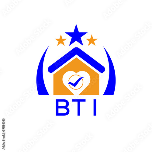 BTI House logo. KJG Letter logo and icon. Blue vector image on white background. KJG house Monogram home logo picture design and best business icon. 
 photo