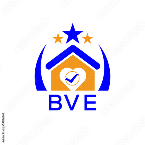 BVE House logo. KJG Letter logo and icon. Blue vector image on white background. KJG house Monogram home logo picture design and best business icon. 
 photo