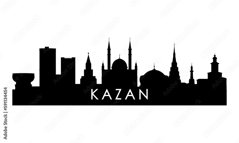 Kazan skyline silhouette. Black Kazan city design isolated on white background.
