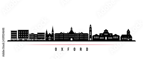 Oxford, Ohio skyline horizontal banner. Black and white silhouette of Oxford, Ohio. Vector template for your design.
