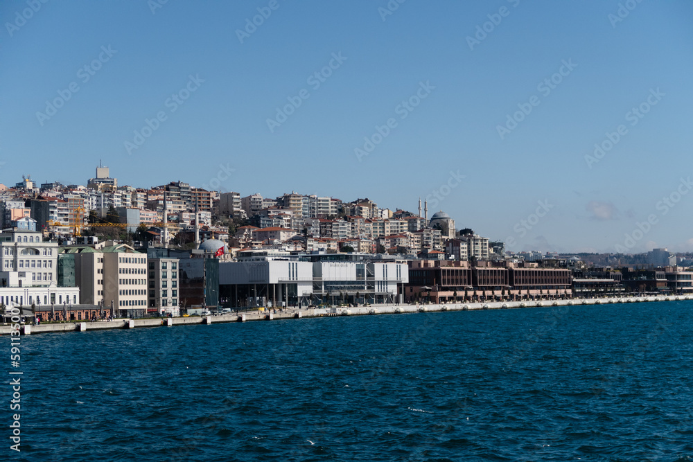 Bosphorus waterfront  on a sunny day 