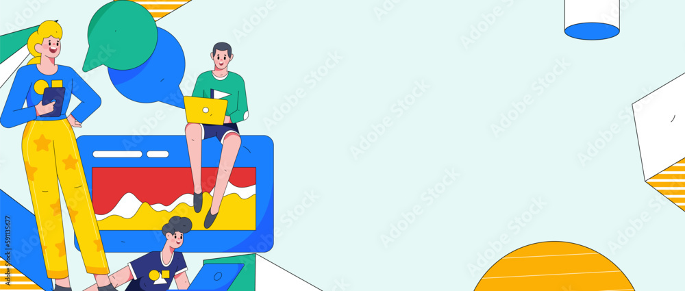 Fototapeta premium Business people working in flat vector concept operation hand drawn illustration 