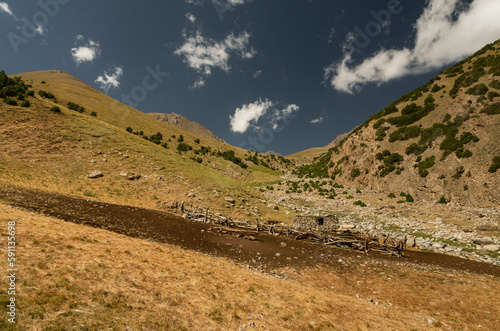 A shepherd's dwelling in the middle of the Turkestan range in Kyrgyzstan.