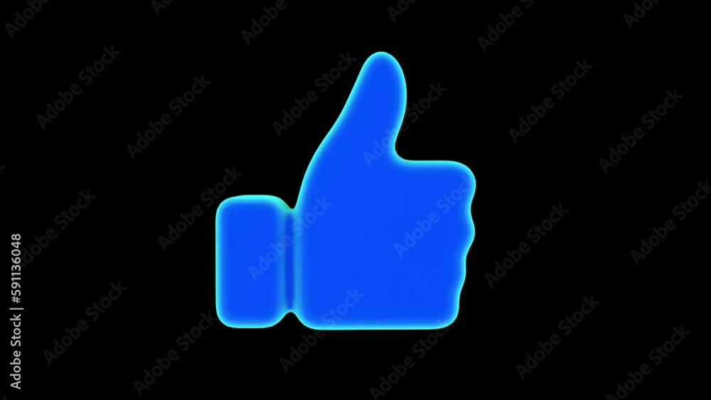 Liquid appearance like icon on a black background. Social networks, approval. 3D animation. Liquid appearance like icon on a black background. Social networks, approval. 3D animation.