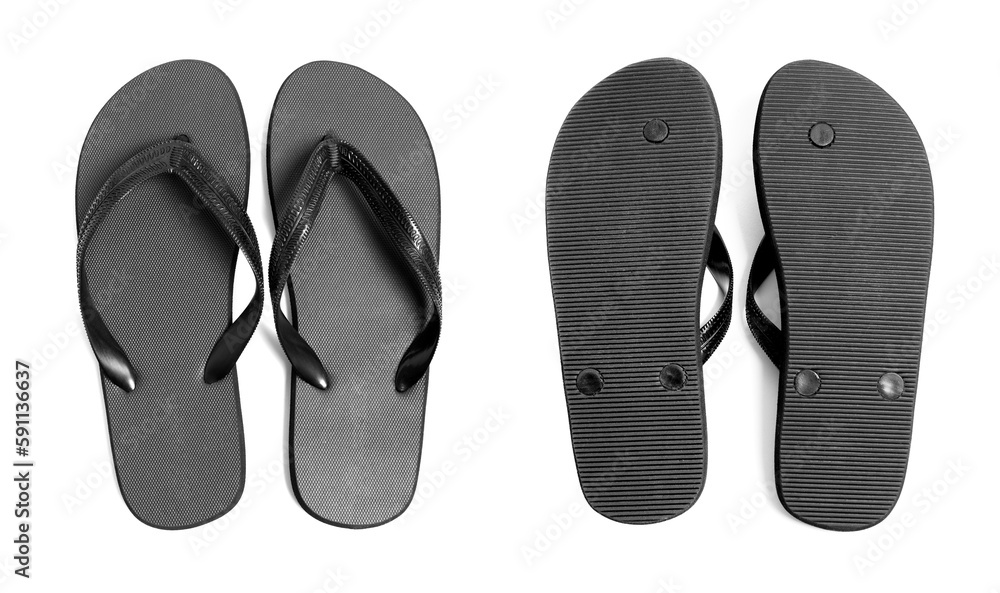 Black Flip-Flops Isolated on White Background Black Flip-Flops Isolated on White Background