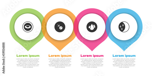 Set Medallion with eye, Venus symbol, Water drop and Eclipse of the sun. Business infographic template. Vector