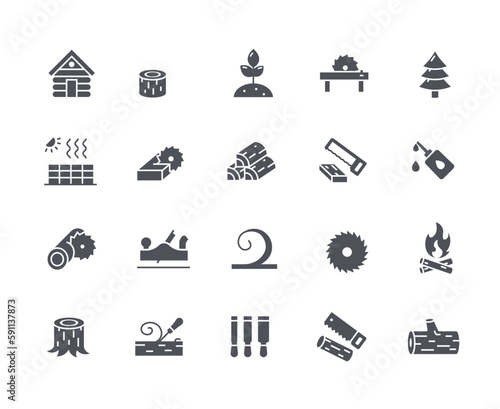 Logging icons black set