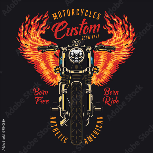 Cool burning motorcycle poster colorful