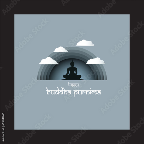 Vector illustration for Buddha Purnima Vesak day wishes