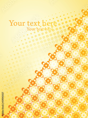 Yellow vector background with Polka dots and oblique pattern.