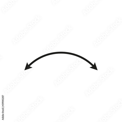 Dual semi circle arrow. Vector illustration. Semicircular curved thin long double ended arrow.	