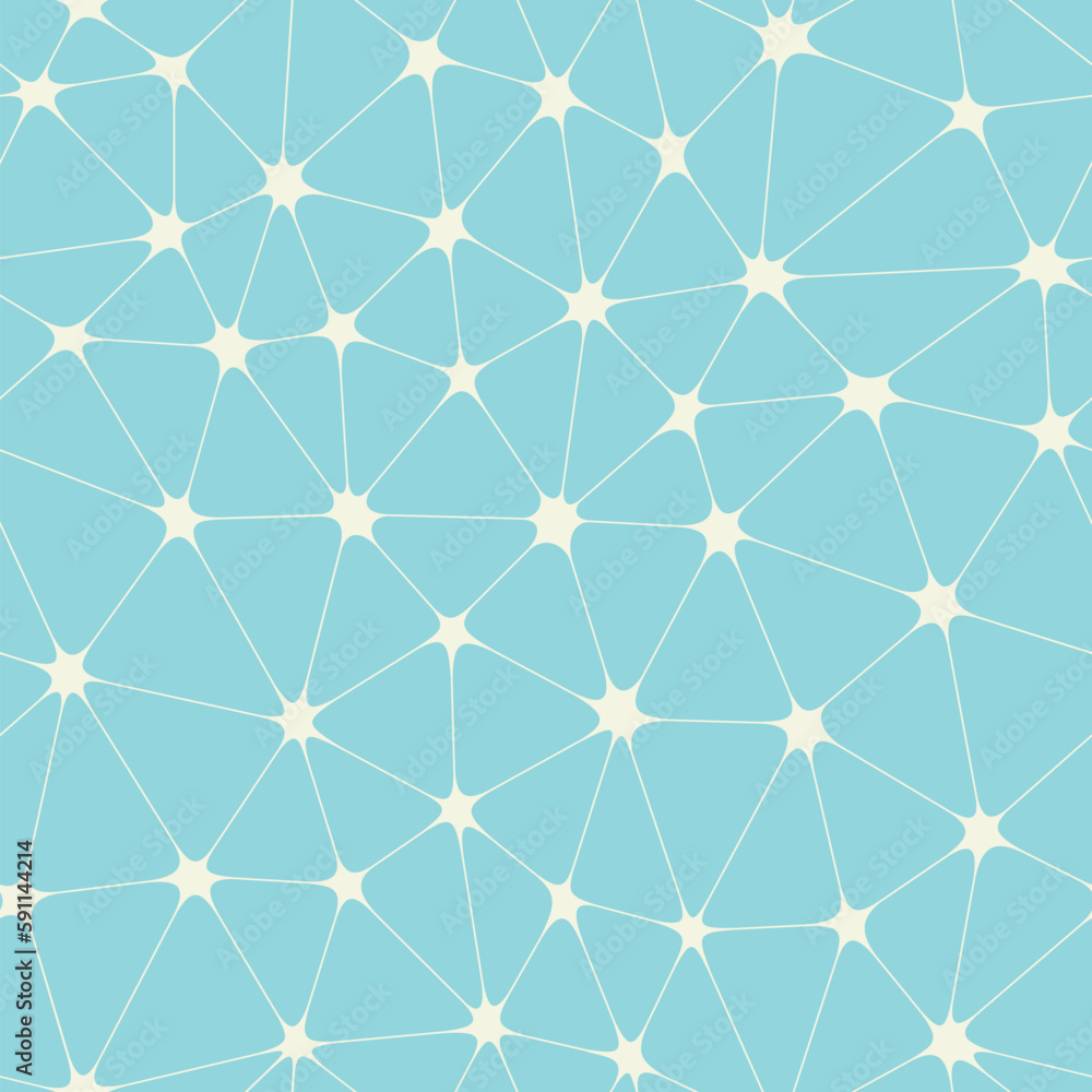 Abstract bionic grid with stars in nodes on blue vector background. Molecule connection seamless pattern. Abstract bionic grid with stars in nodes on blue vector background. Molecule connection seamless pattern.