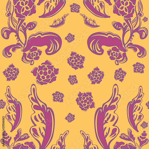 Creative vector background with floral elements that make a girl face. Delicate floral seamless pattern.