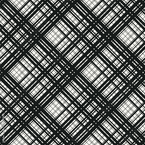 Monochrome british fabric seamless pattern with oblique lines.