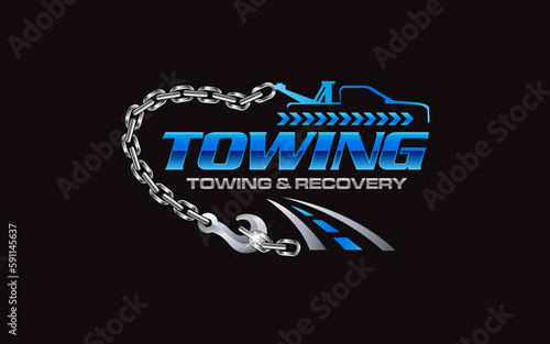 Illustration vector graphic of towing truck service logo design suitable for the automotive company