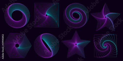 Shape set y2k style for banner. Shape set y2k style for decoaration.Trendy geometric forms.Simple shapes.Trendy 90s.Y2k aesthetic.Shape set y2k style for poster. 