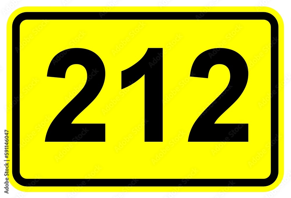 Illustration eines Bundesstraßenschildes der B 212 in Deutschland Illustration eines Bundesstraßenschildes der B 212 in Deutschland