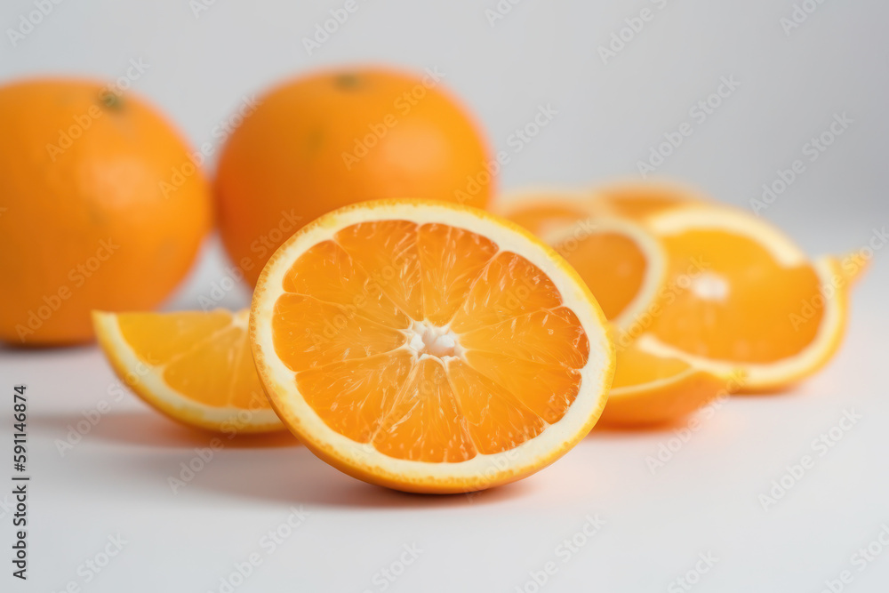 Sliced Oranges, Oranges on a white background, generative ai, Fresh tasty fruit Sliced Oranges, Oranges on a white background, generative ai, Fresh tasty fruit