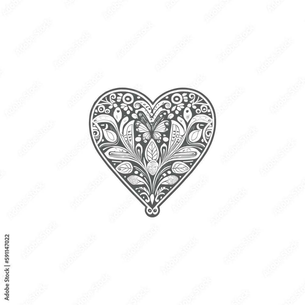 Fototapeta premium The heart-shaped frames ornate and floral elements are beautifully background for invitation card.