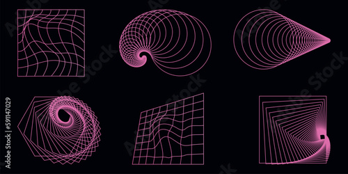 Futuristic design elements. Shape set y2k style for banner.Shape set y2k style for decoaration.Shape set y2k style for poster. Trendy geometric forms.Simple shapes.Trendy 90s.Y2k aesthetic.