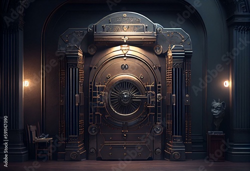 Mysterious old luxury bank vault, Generative AI
