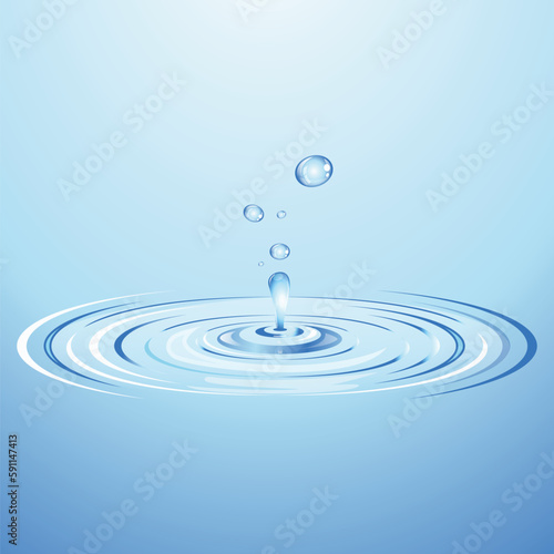 Dripping water vector. Flowing drops of water which forms ripples vector element. 