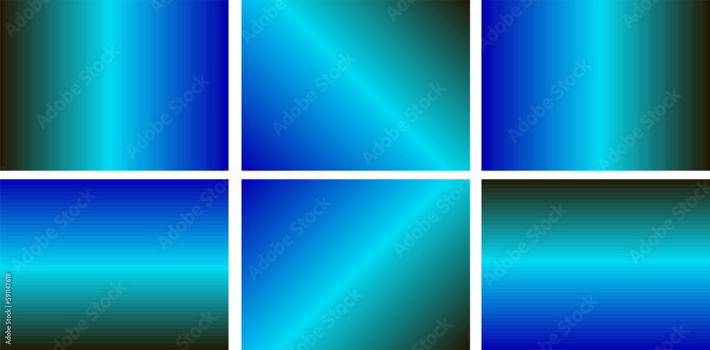 Gradient. Collection of abstract fabric backgrounds with space for design. Artistic background for design. Combination of black, turquoise and blue colors.