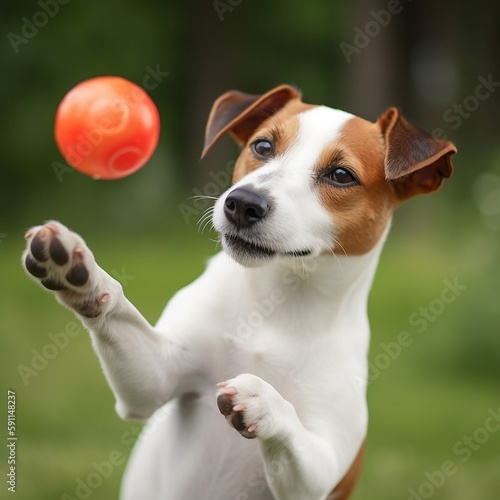 jack Russell terrier playing with a ball created using generative artificial intelligence tools. © Jigar