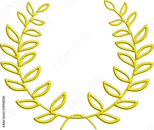3D yellow ceremonial frame with laurel wreath