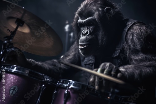 Get wild with our Drummer Gorilla Rockstar collection, GENERATIVE AI